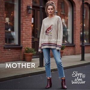 Mother “Early Brd” Alpaca Wool Embroidered Hawk Oversized Sweater *iamwarrior
